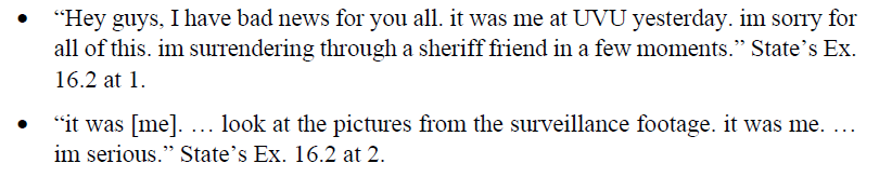 Two bulleted quotations from a legal filing, each citing State's Exhibit 16.2