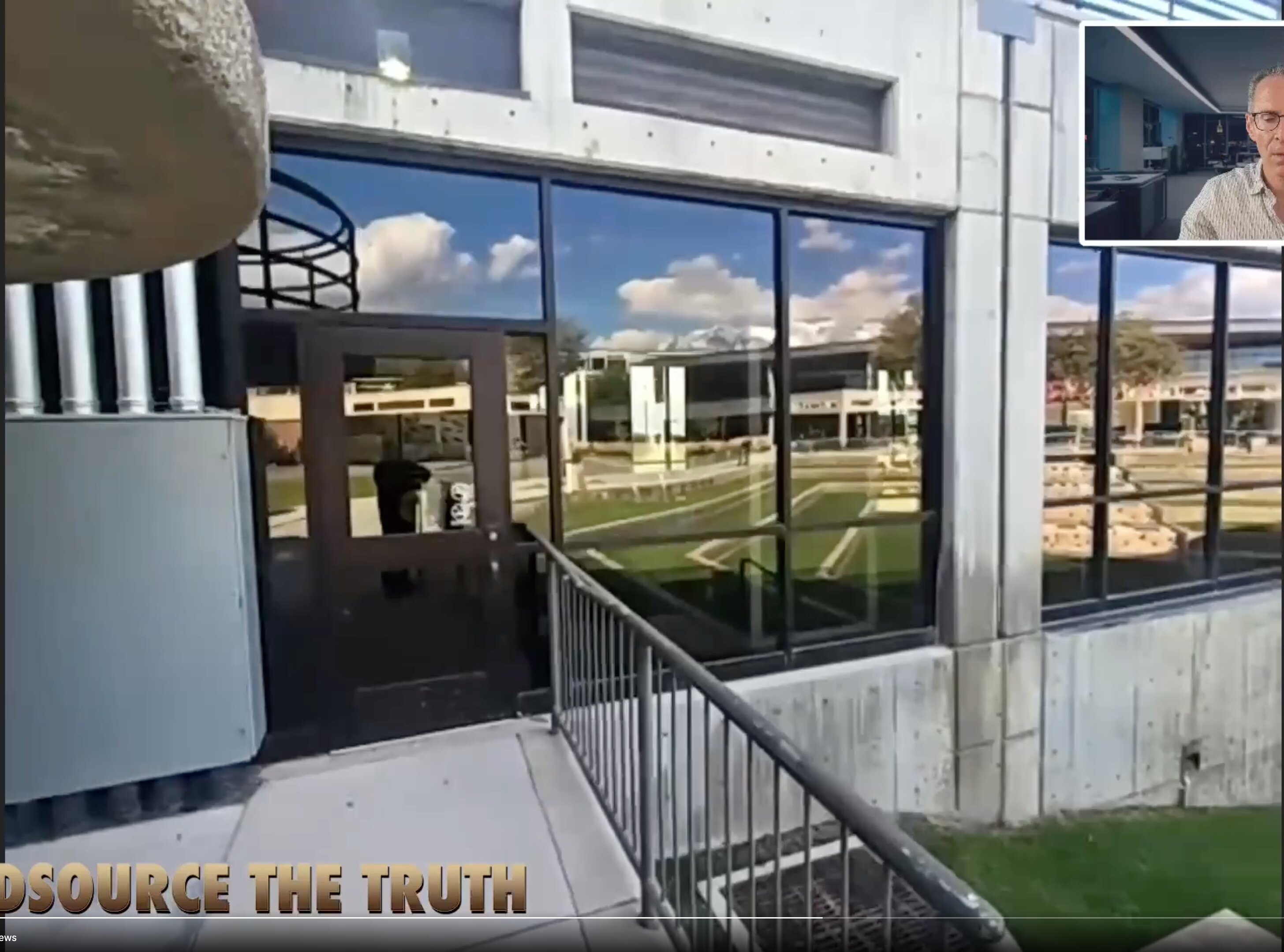 This image is a screenshot from a video broadcast featuring a picture-in-picture layout.