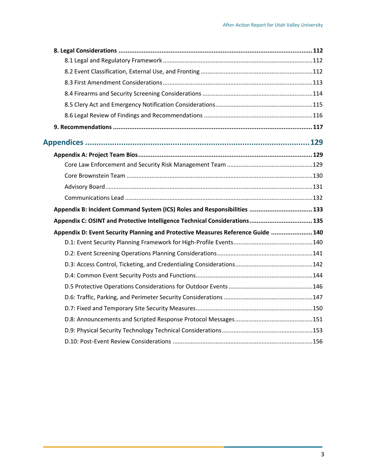 Page 3 of the After-Action Report for Utah Valley University