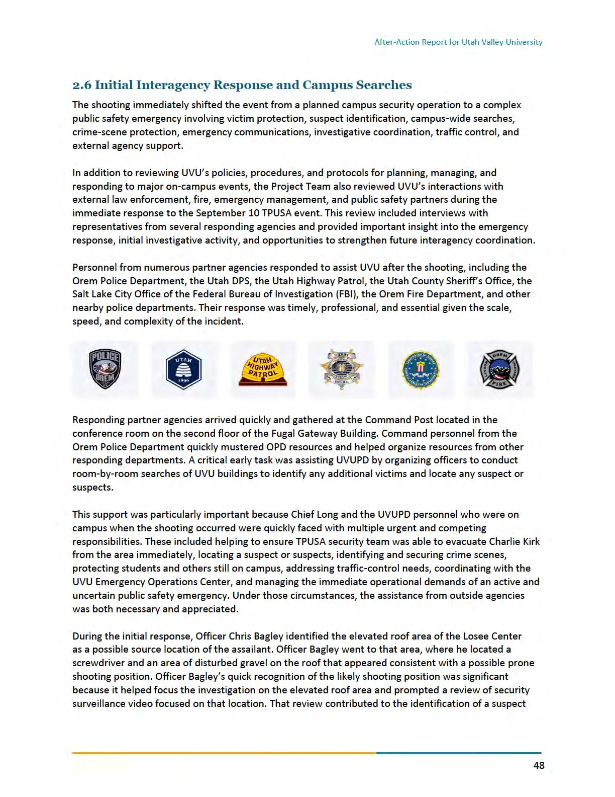 Page 48 of the After-Action Report for Utah Valley University
