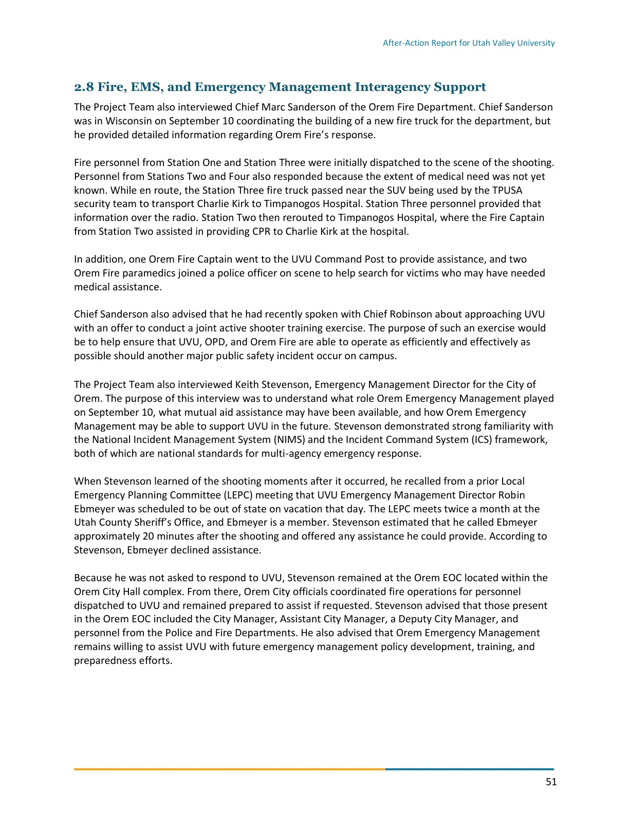 Page 51 of the After-Action Report for Utah Valley University
