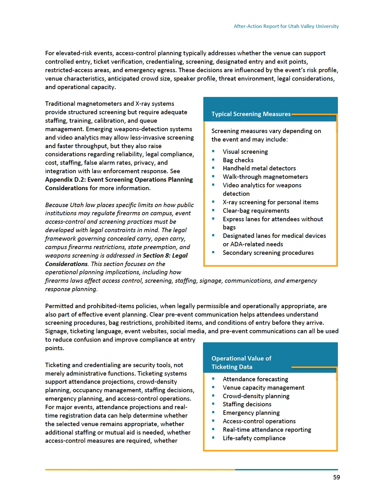 Page 59 of the After-Action Report for Utah Valley University