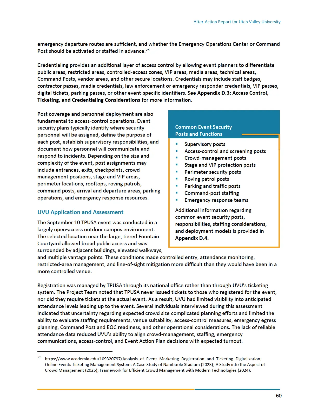 Page 60 of the After-Action Report for Utah Valley University