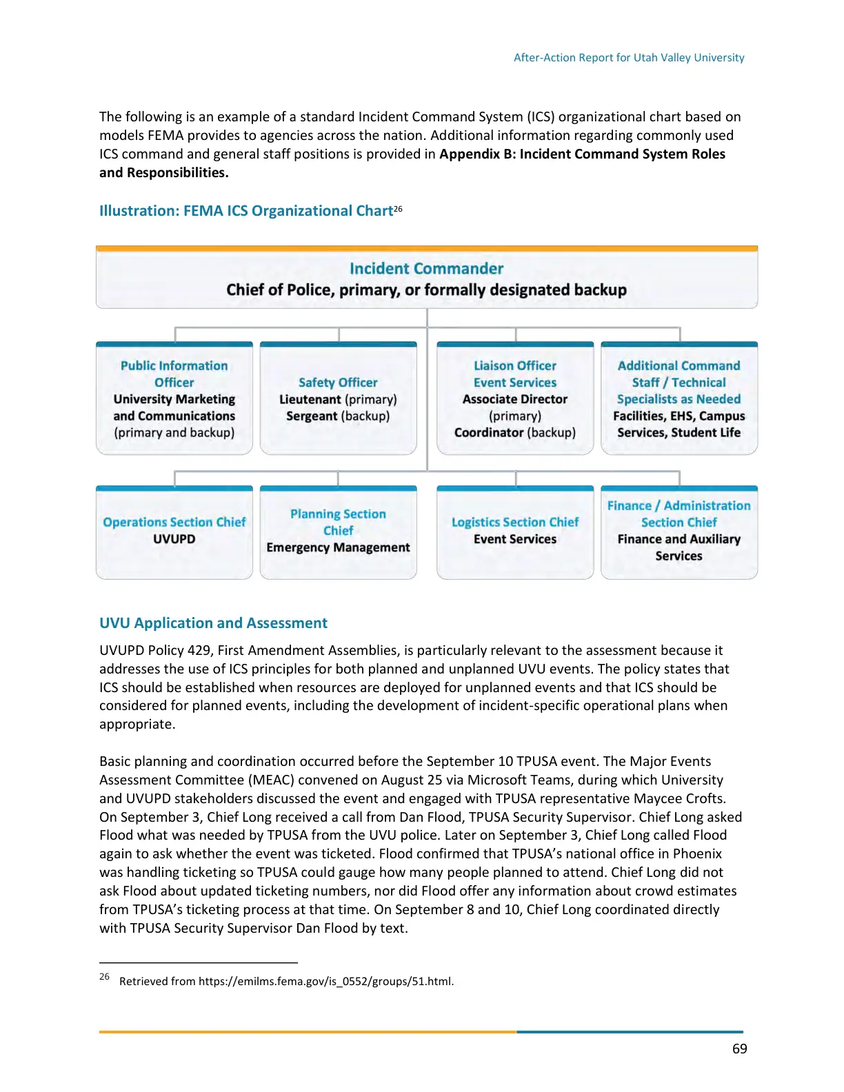 Page 69 of the After-Action Report for Utah Valley University