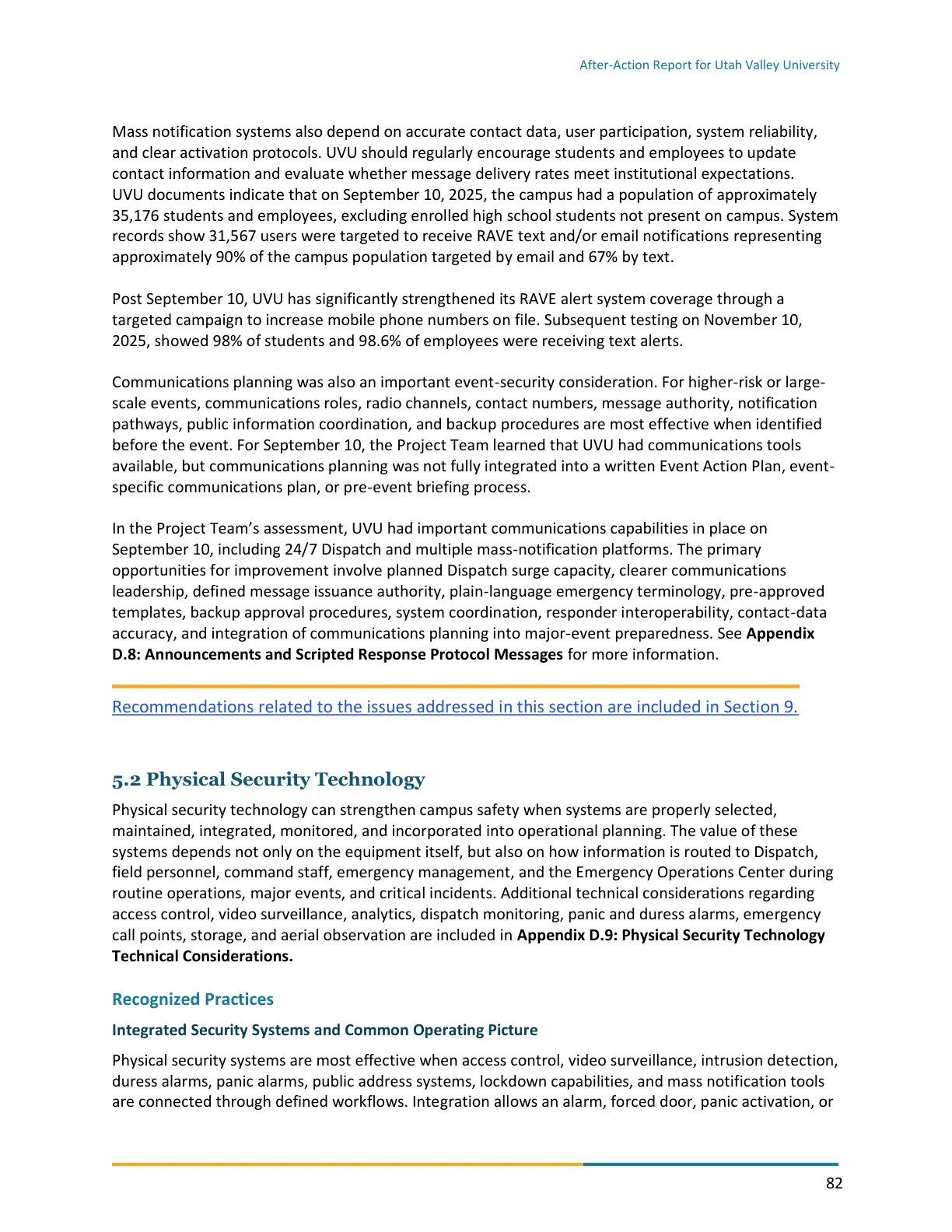 Page 82 of the After-Action Report for Utah Valley University