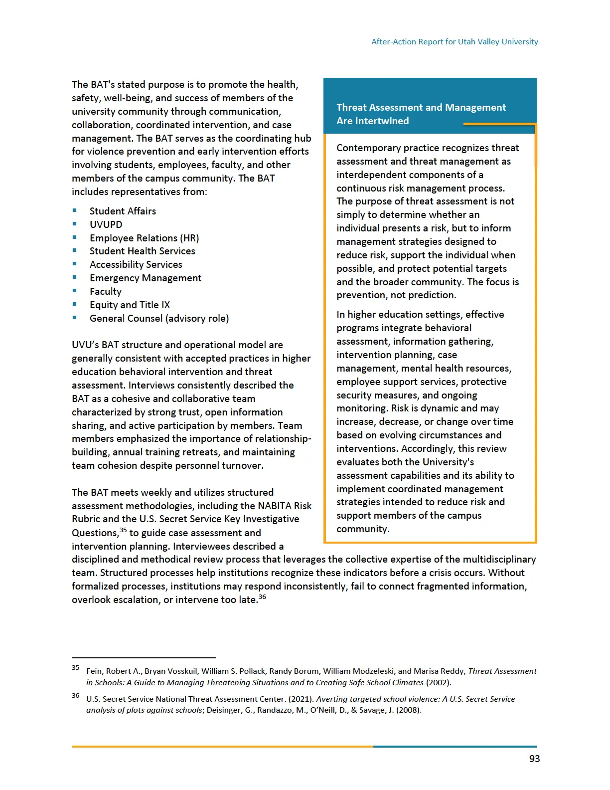 Page 93 of the After-Action Report for Utah Valley University