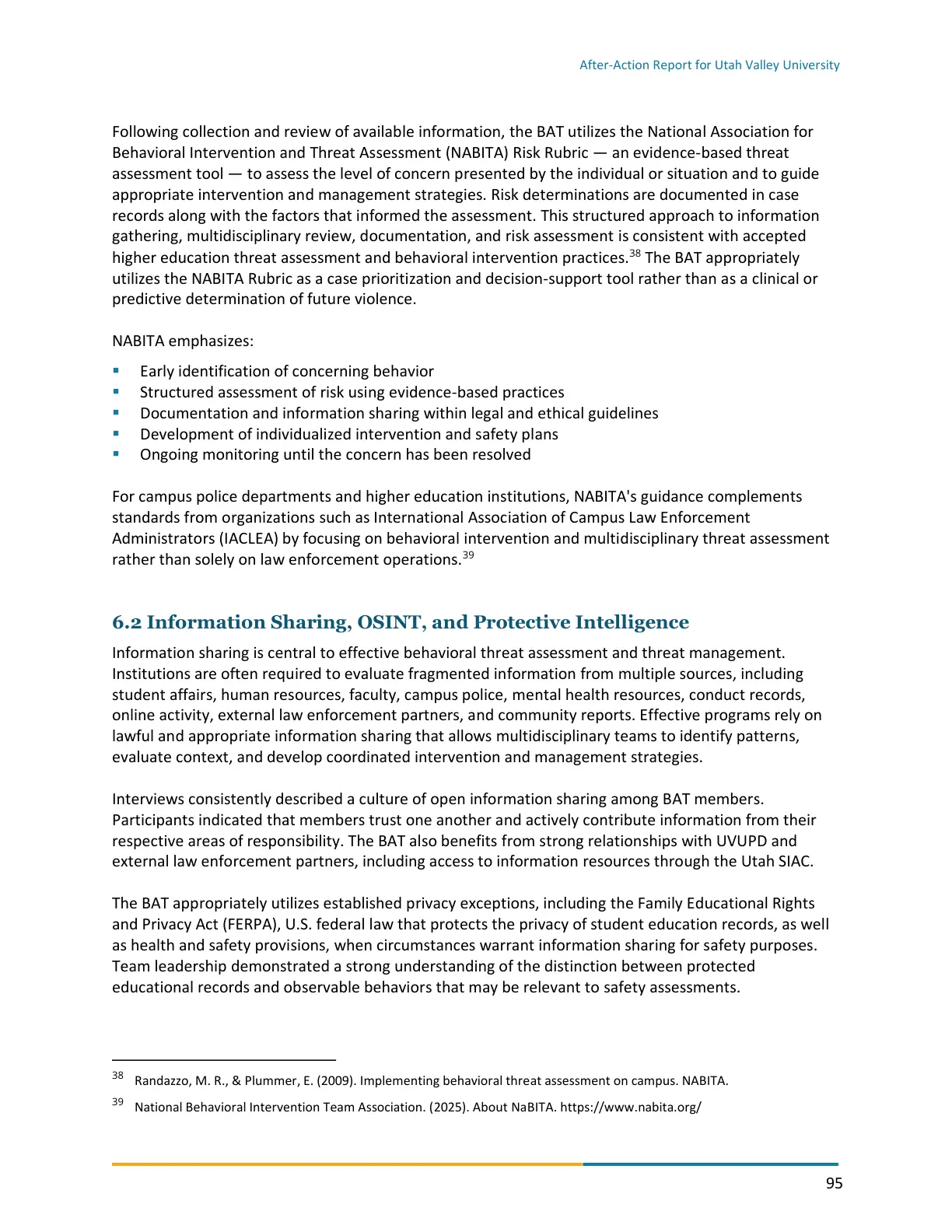 Page 95 of the After-Action Report for Utah Valley University