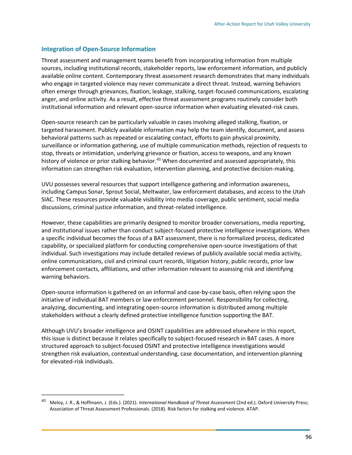 Page 96 of the After-Action Report for Utah Valley University