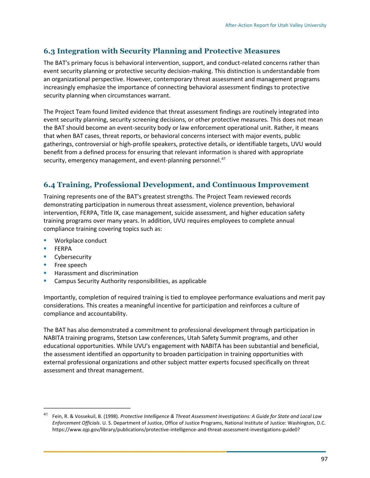 Page 97 of the After-Action Report for Utah Valley University