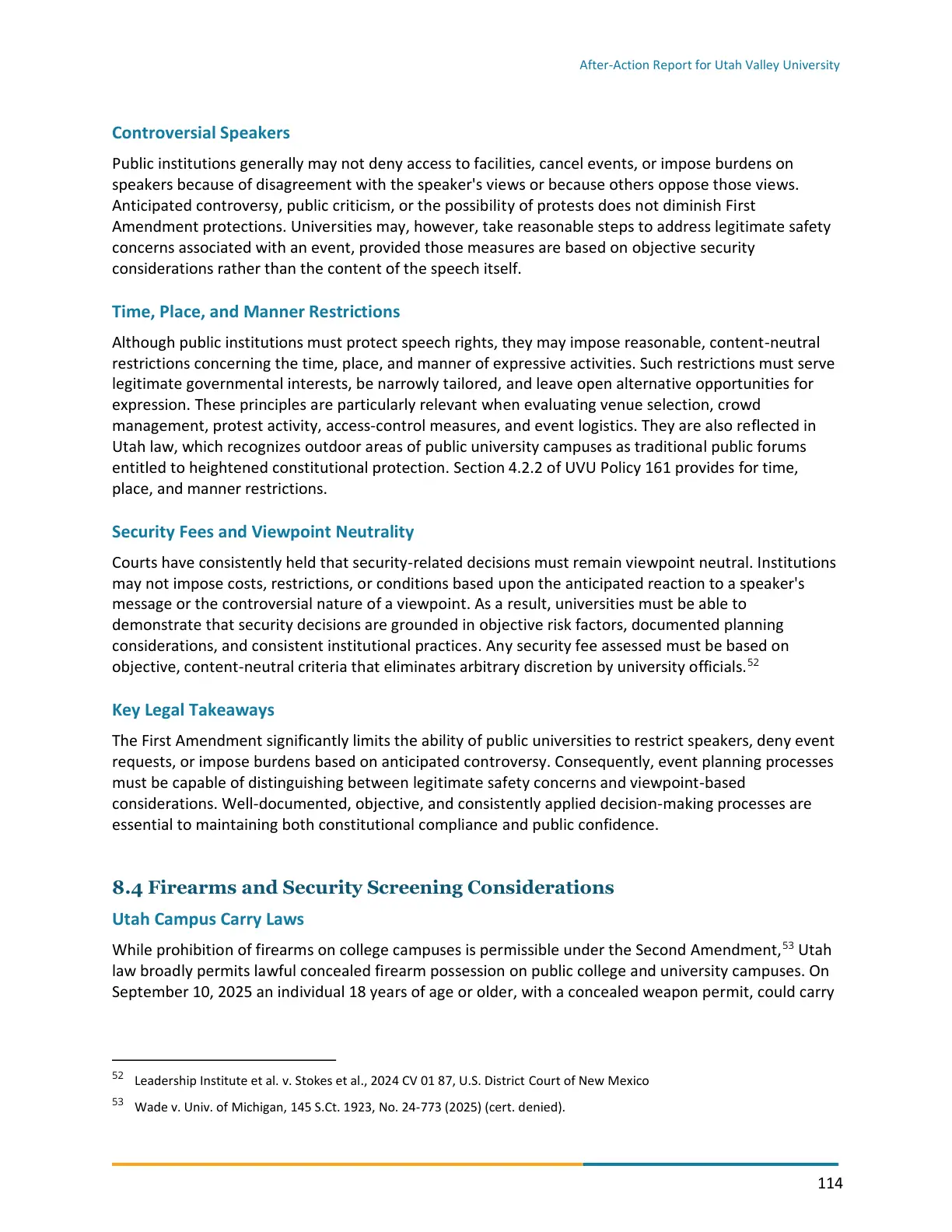 Page 114 of the After-Action Report for Utah Valley University