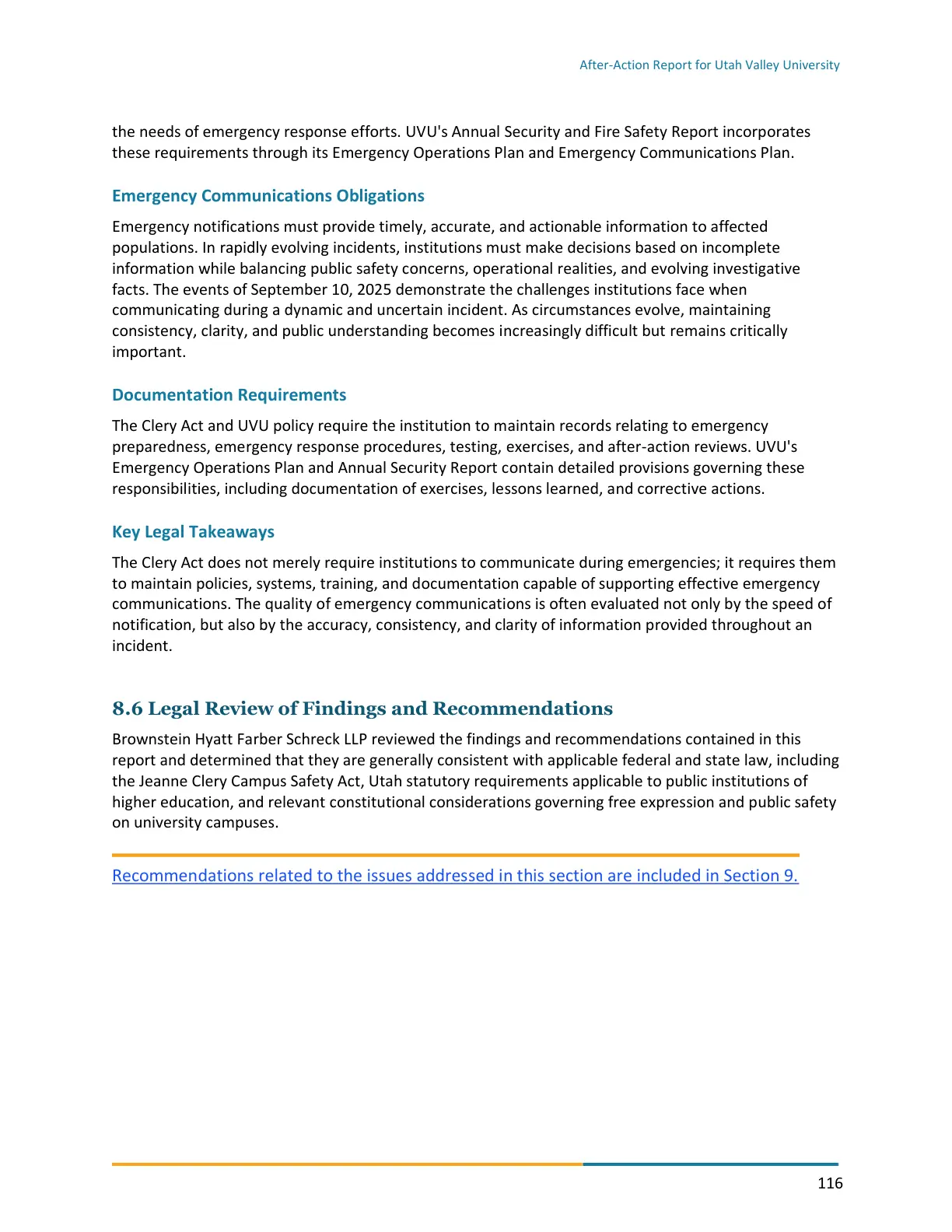 Page 116 of the After-Action Report for Utah Valley University
