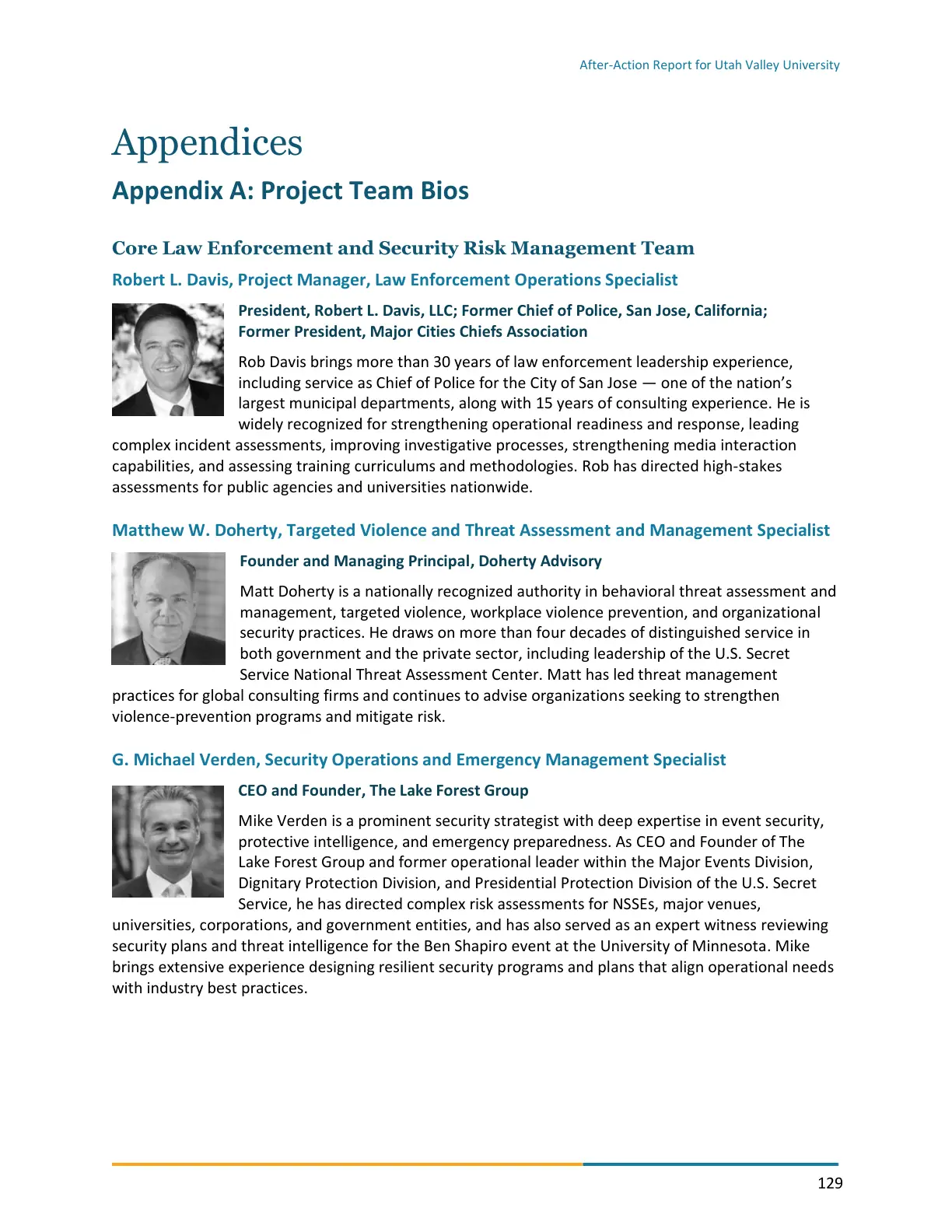 Page 129 of the After-Action Report for Utah Valley University