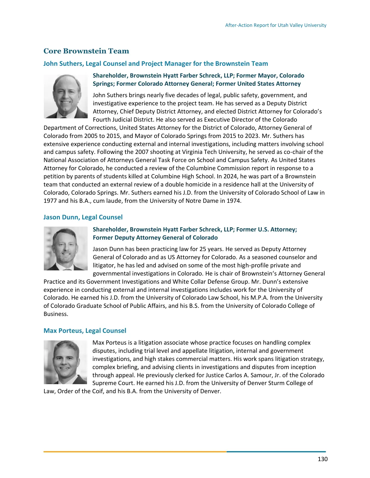 Page 130 of the After-Action Report for Utah Valley University
