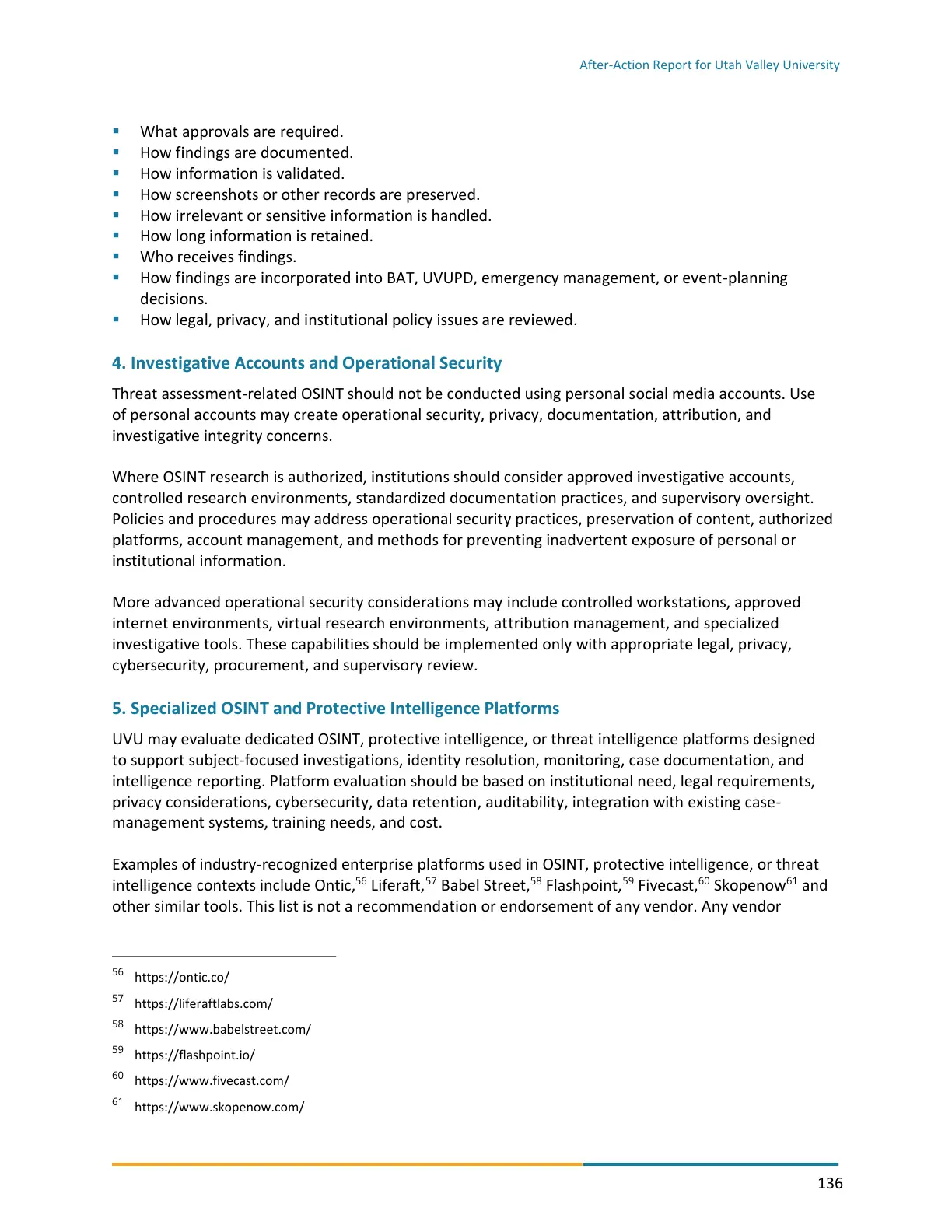 Page 136 of the After-Action Report for Utah Valley University