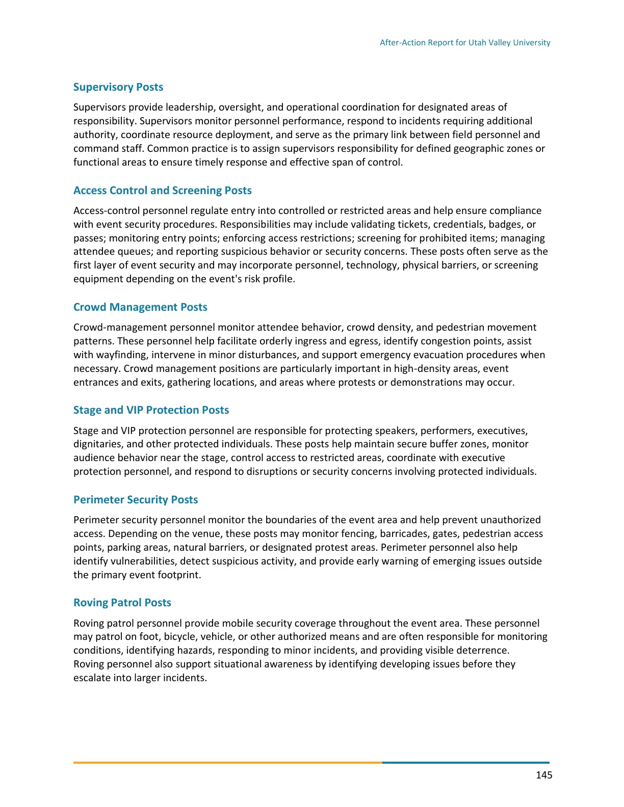 Page 145 of the After-Action Report for Utah Valley University