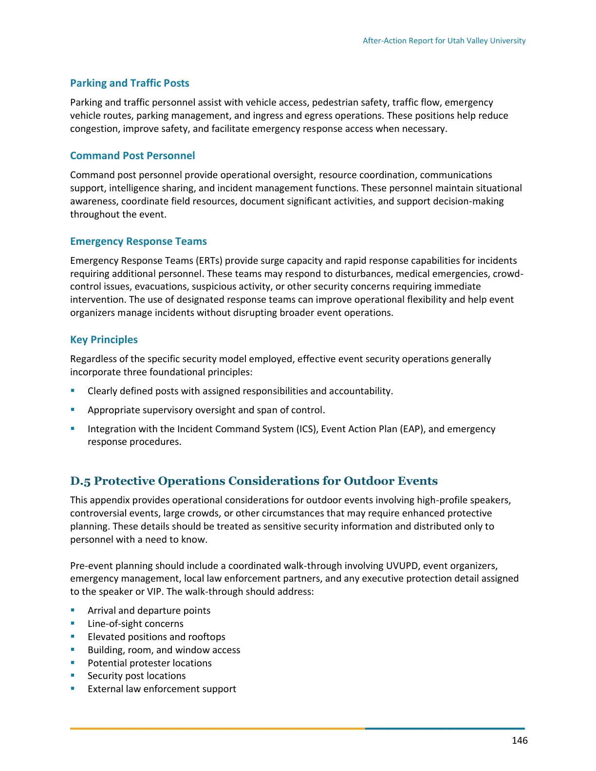 Page 146 of the After-Action Report for Utah Valley University