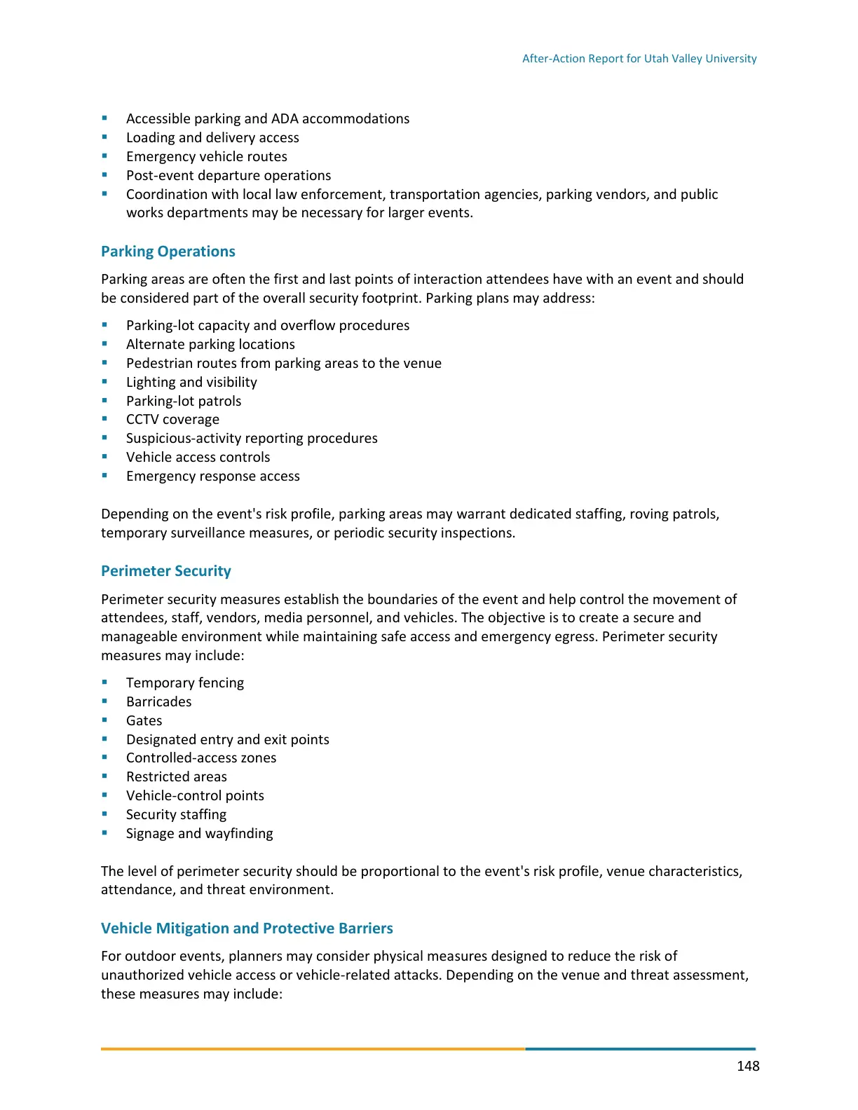 Page 148 of the After-Action Report for Utah Valley University