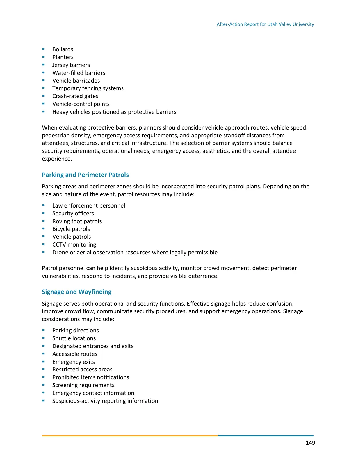Page 149 of the After-Action Report for Utah Valley University