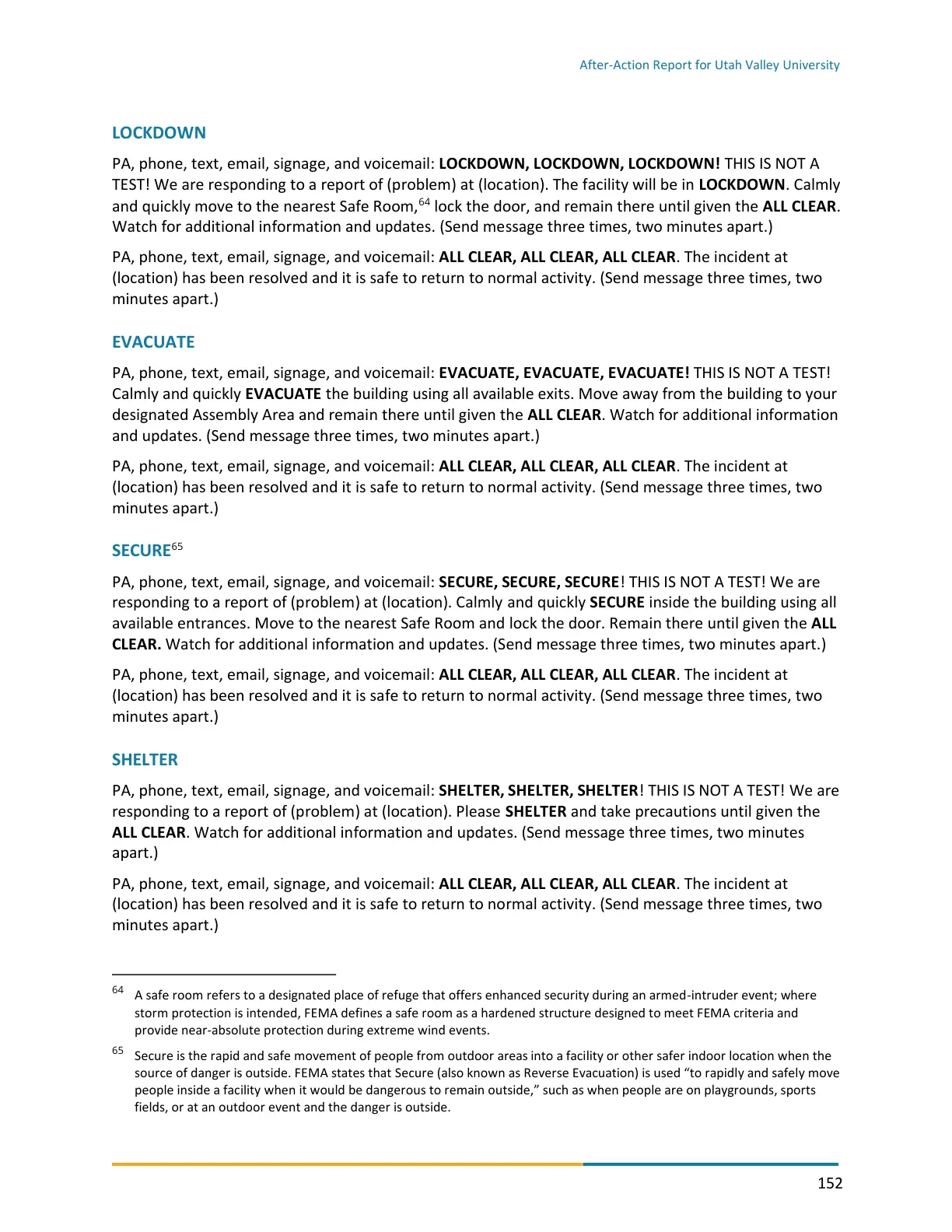 Page 152 of the After-Action Report for Utah Valley University